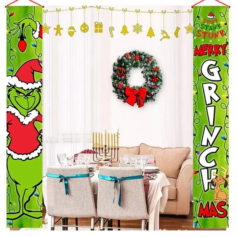 Grinch Christmas Porch Door Decorations