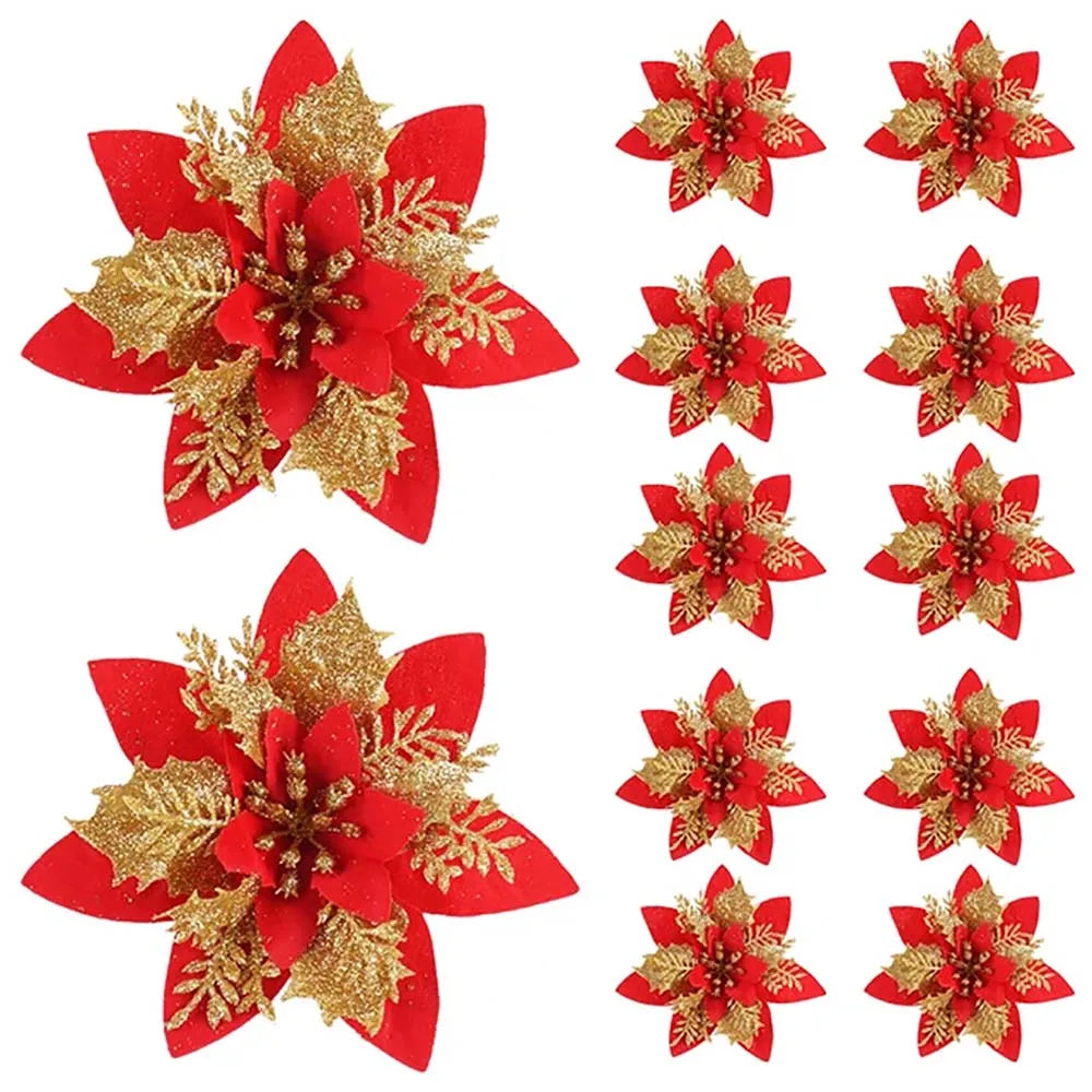 Glitter Christmas Flower Tree Ornaments
