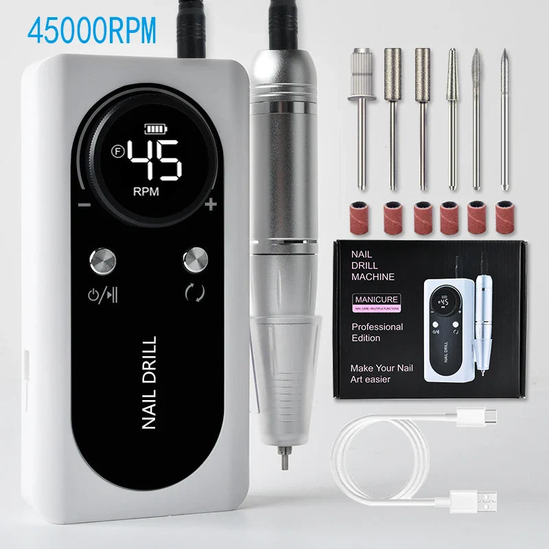 Rechargeable 45000RPM Electric Nail Drill