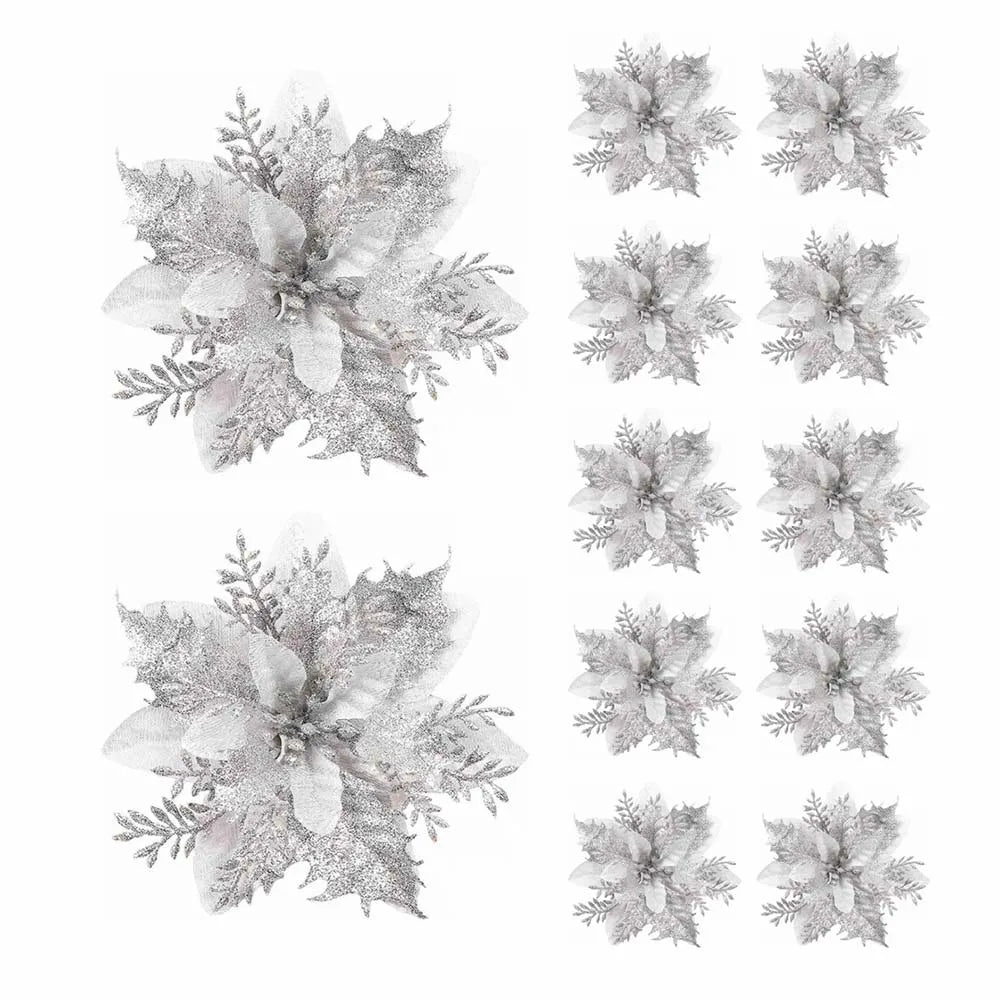 Glitter Christmas Flower Tree Ornaments