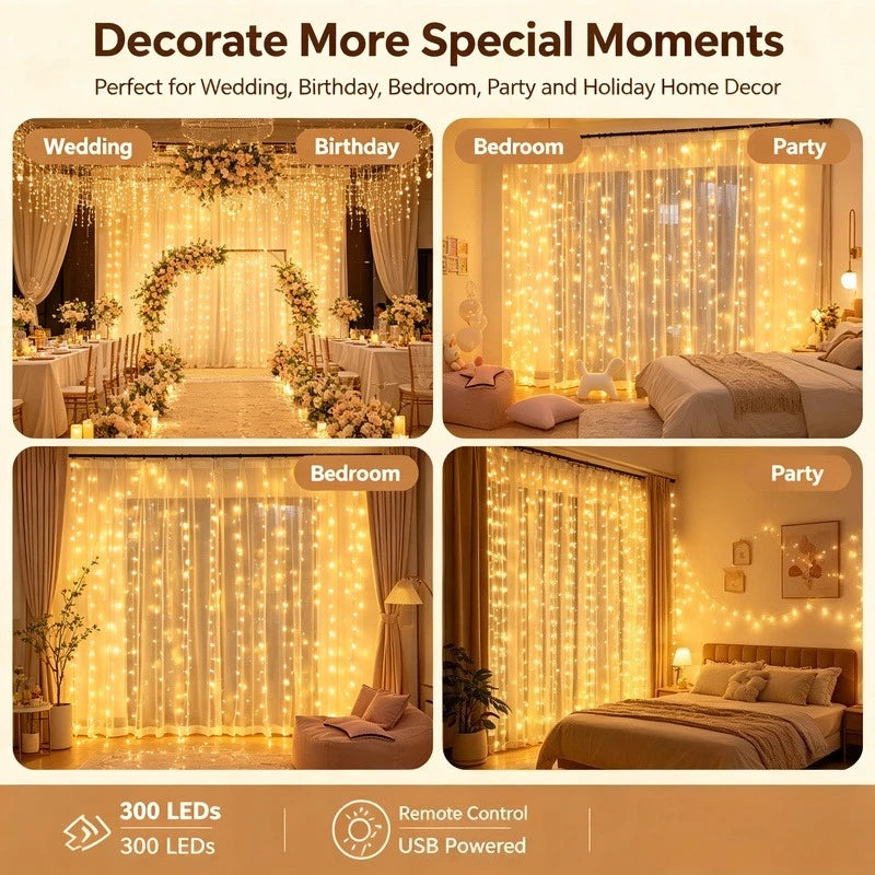 USB LED Curtain Fairy Lights