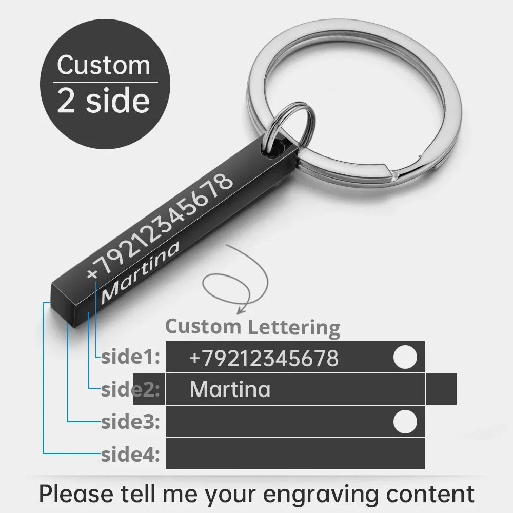 Personalized Stainless Steel Bar Keychain