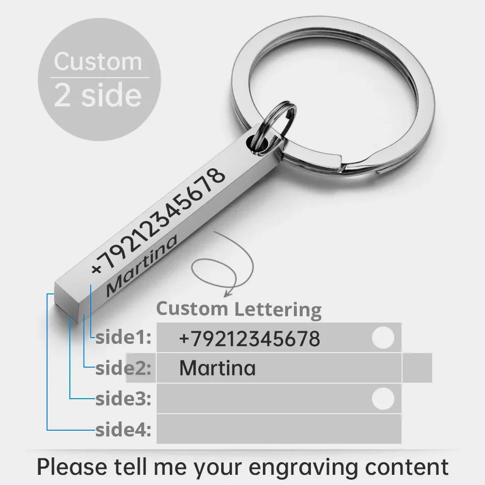 Personalized Stainless Steel Bar Keychain