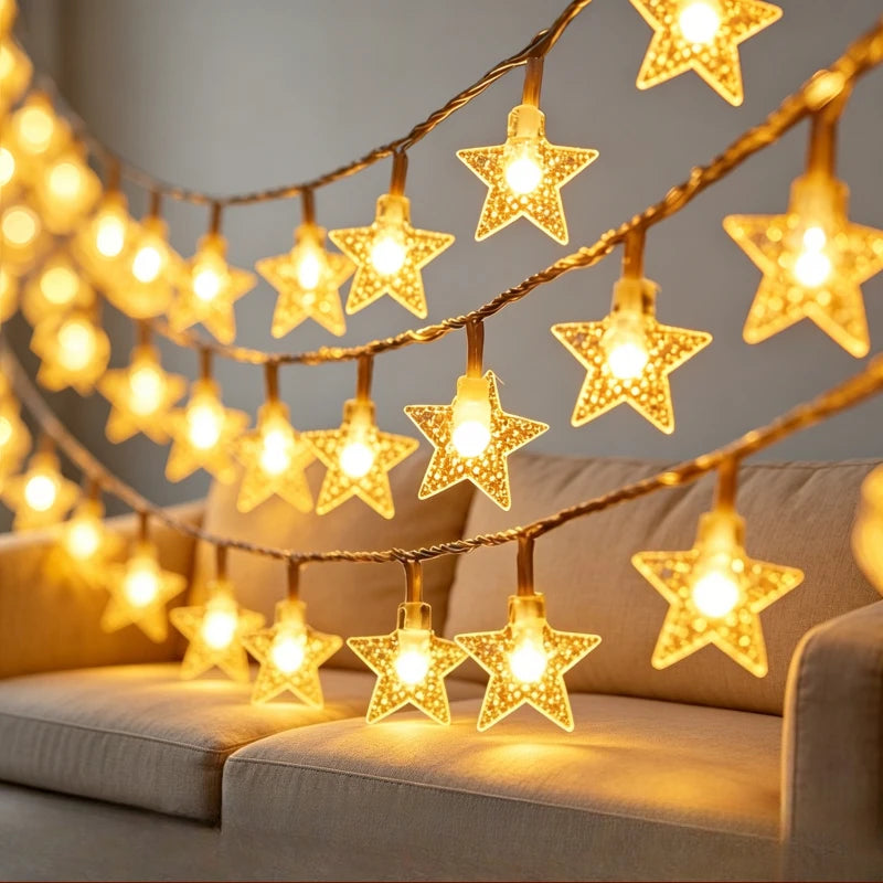 LED Star String Christmas Lights