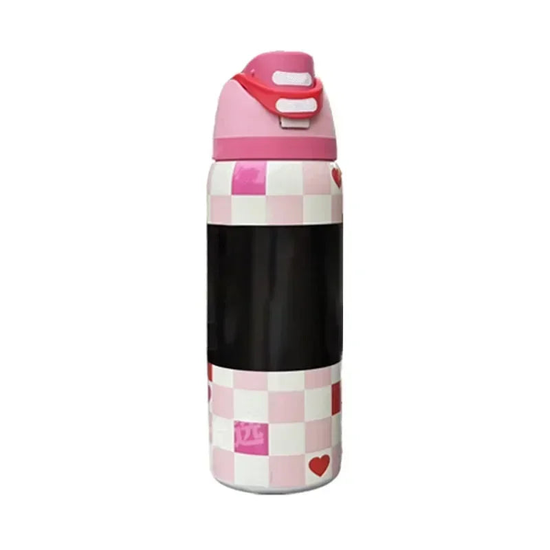 Owala BPA-Free insulated Straw Water Bottle - Flower Black