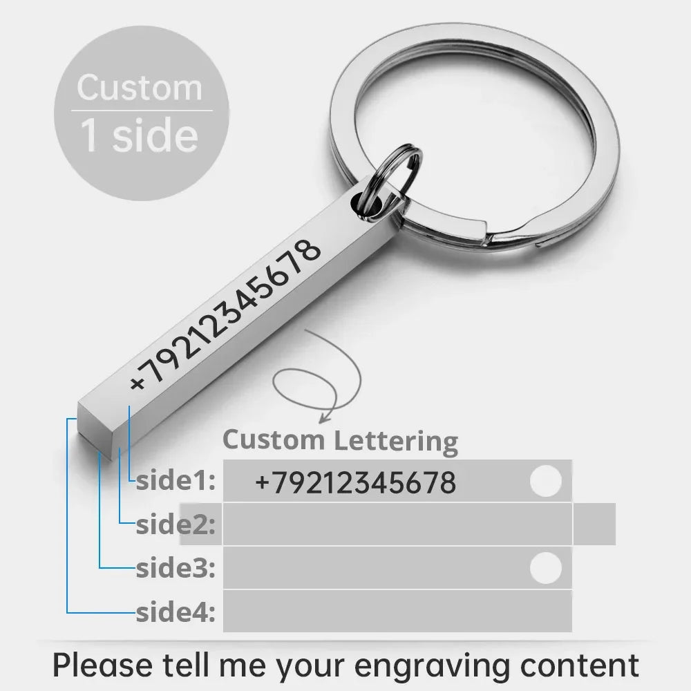 Personalized Stainless Steel Bar Keychain