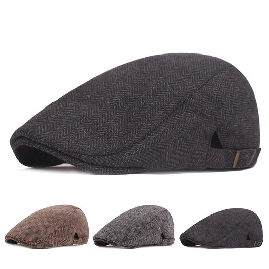 Men Retro Herringbone Newsboy Cap