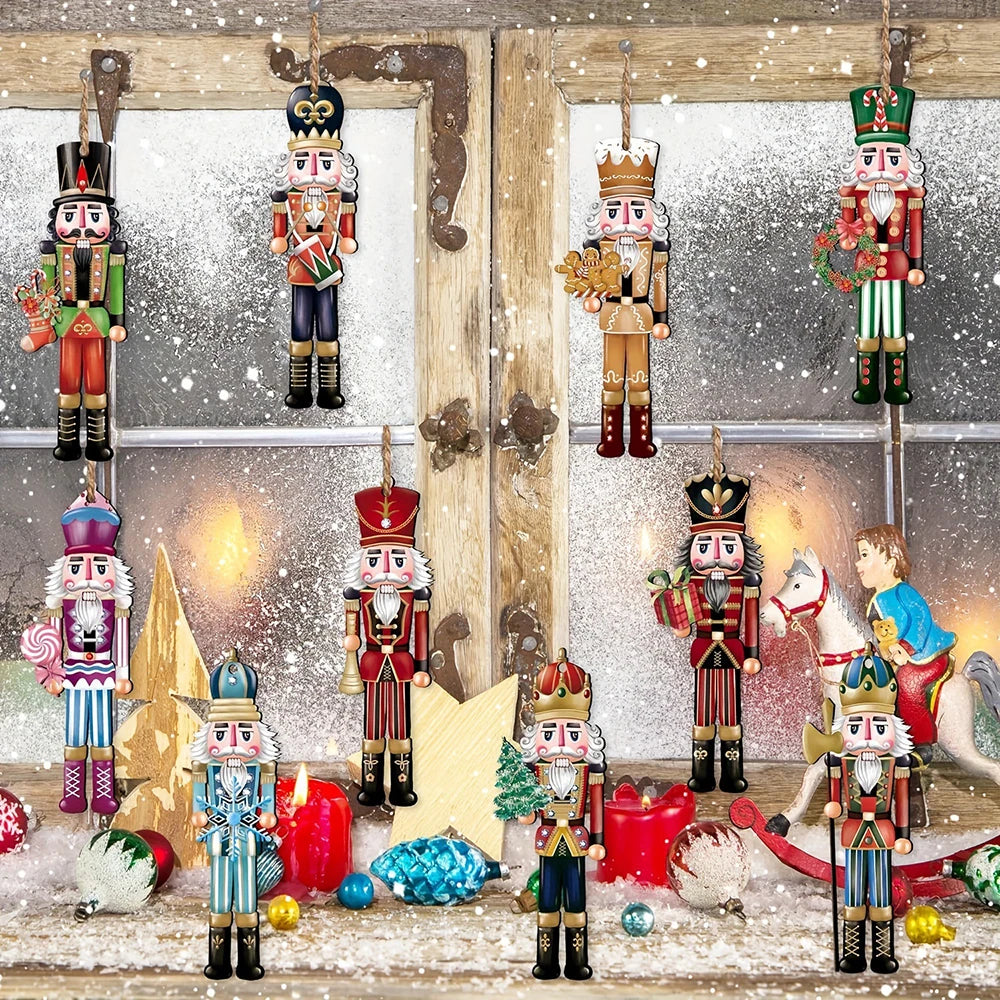 12PCS Wooden Nutcracker Christmas Decor