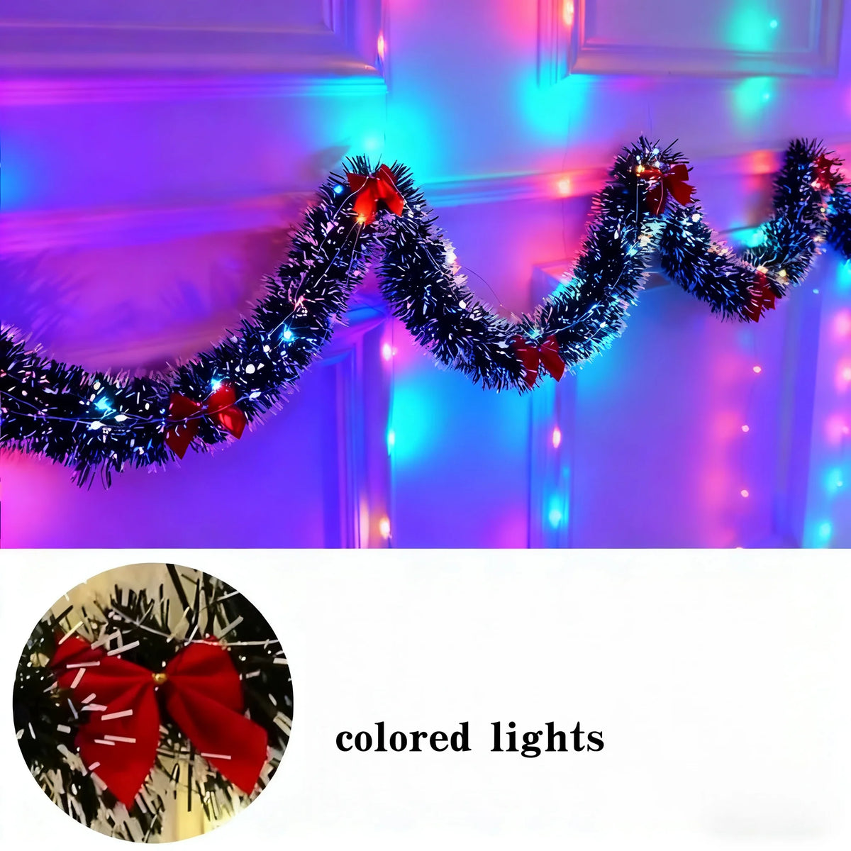 LED Christmas Tinsel Garland 2m