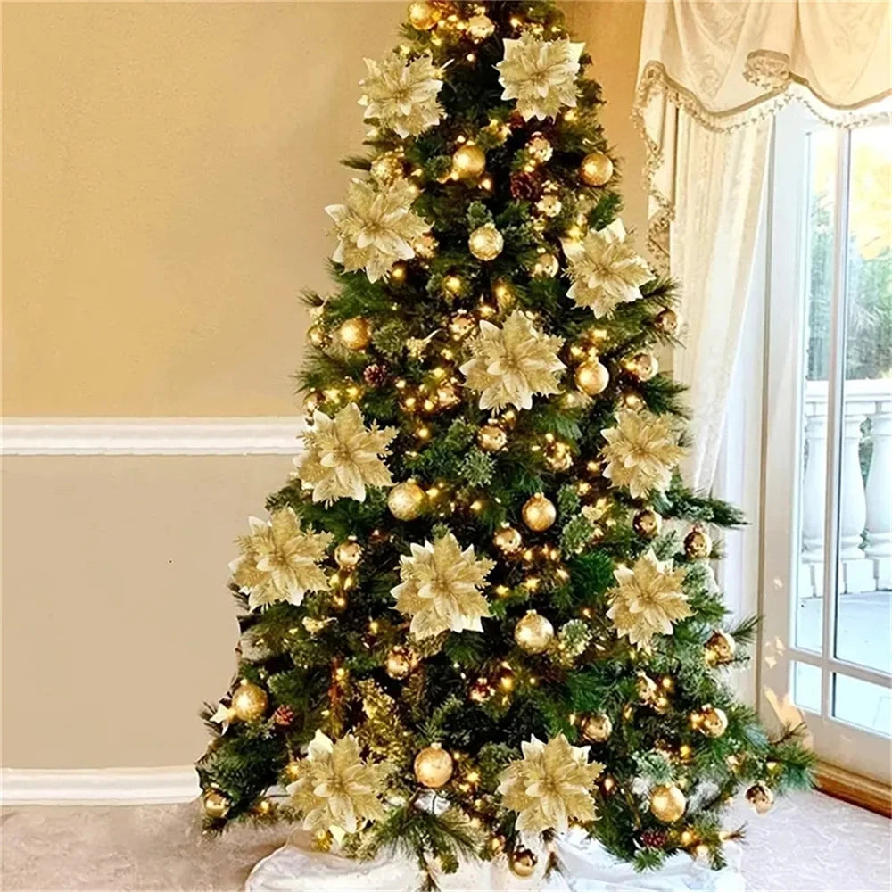 Glitter Christmas Flower Tree Ornaments