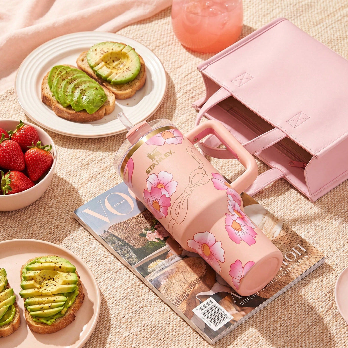 Stanley 40oz Pink Floral Tumbler