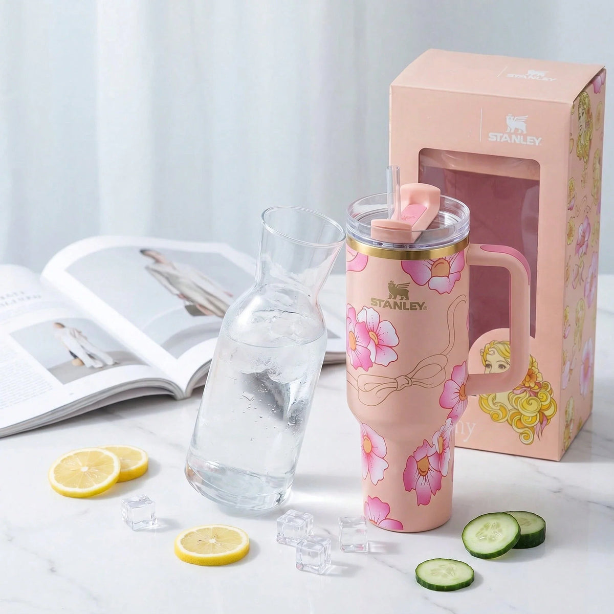 Stanley 40oz Pink Floral Tumbler