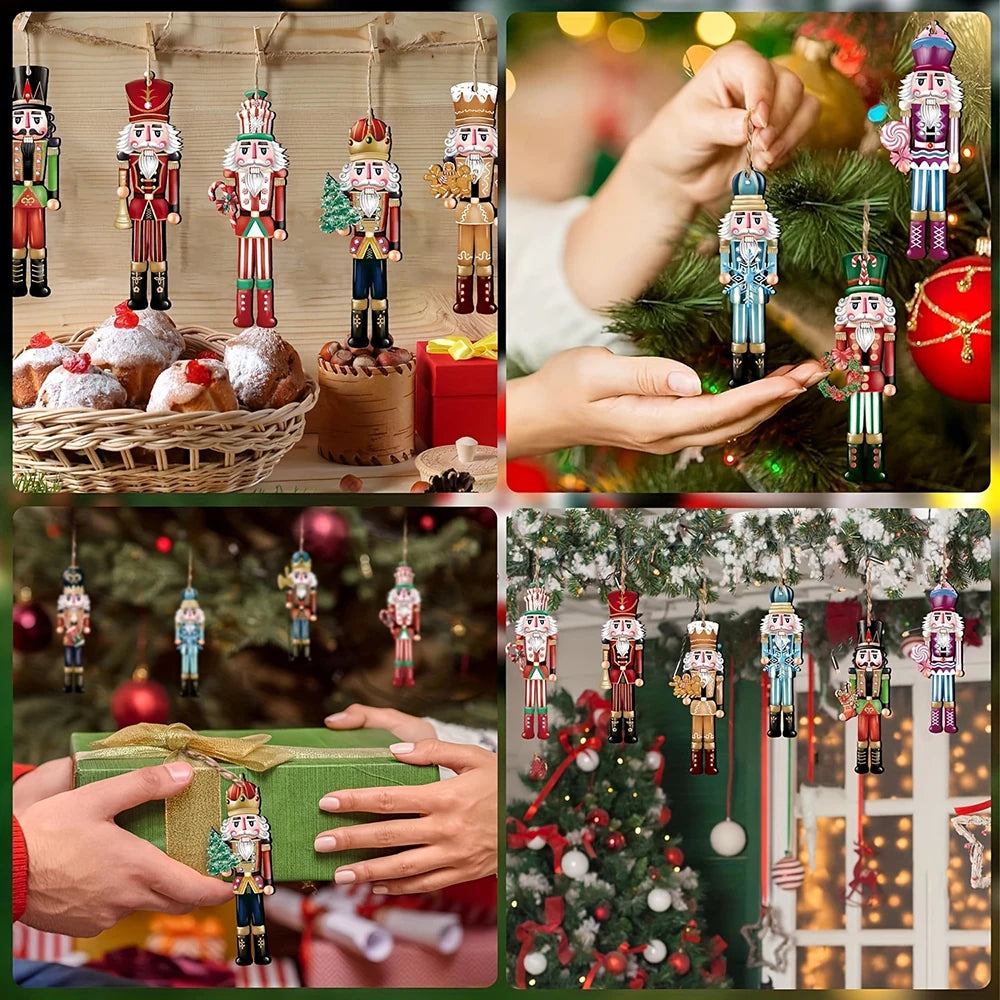 12PCS Wooden Nutcracker Christmas Decor