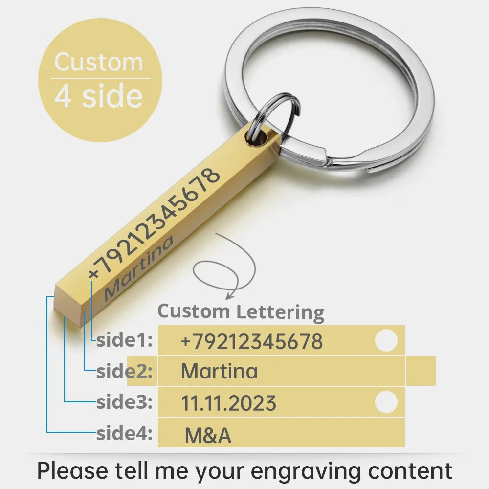 Personalized Stainless Steel Bar Keychain