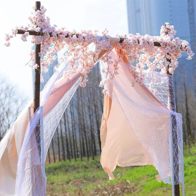 Artificial Silk Cherry Blossom Vine For Christmas Sakura Home Wedding Decoration Fake Floral Arch Garden Living Room DIY Arrange