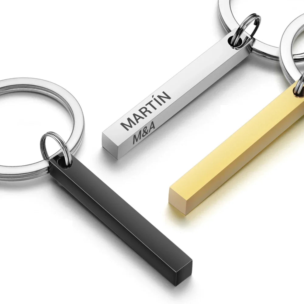 Personalized Stainless Steel Bar Keychain