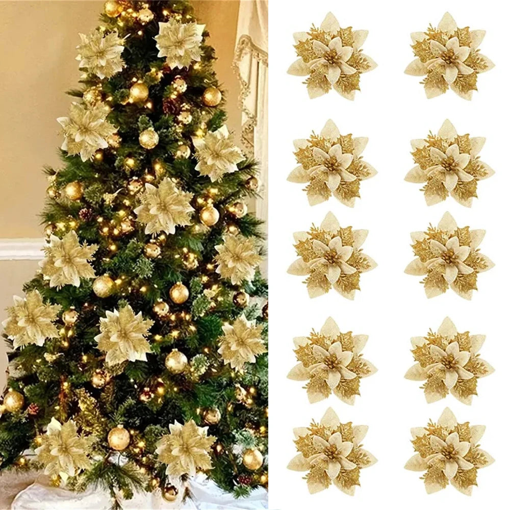 Glitter Christmas Flower Tree Ornaments
