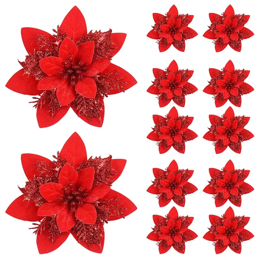 Glitter Christmas Flower Tree Ornaments