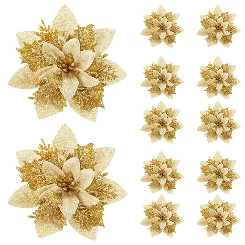 Glitter Christmas Flower Tree Ornaments