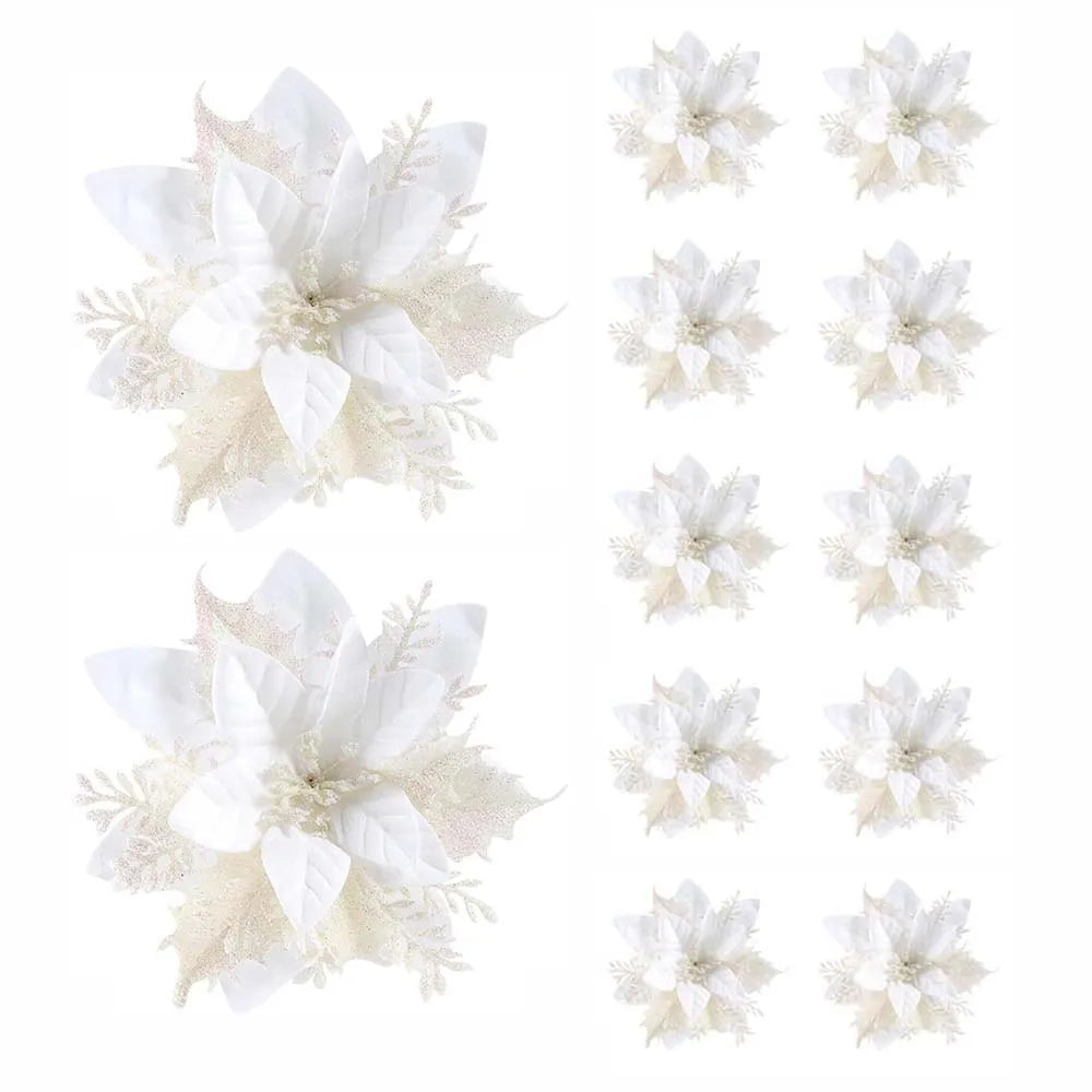 Glitter Christmas Flower Tree Ornaments