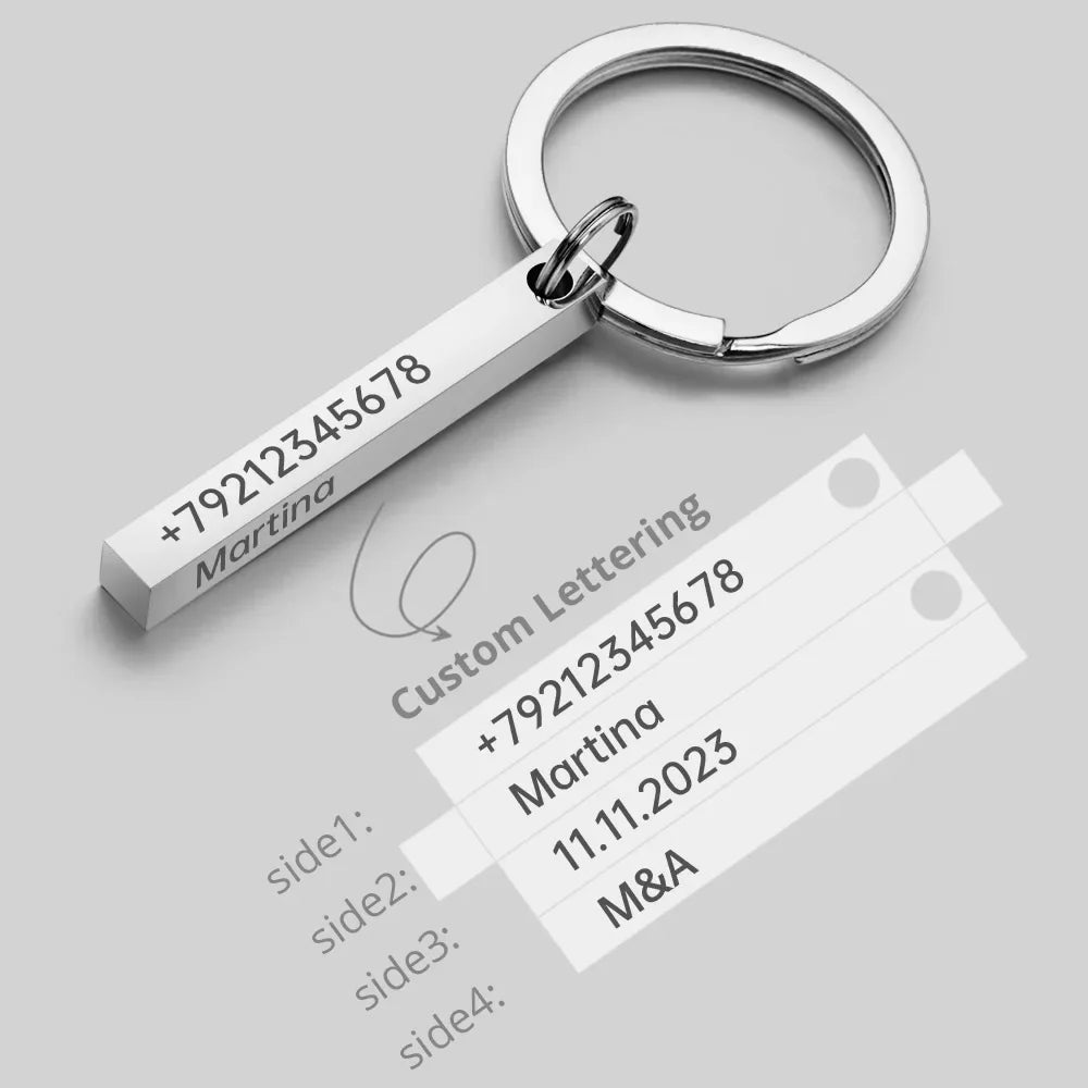 Personalized Stainless Steel Bar Keychain