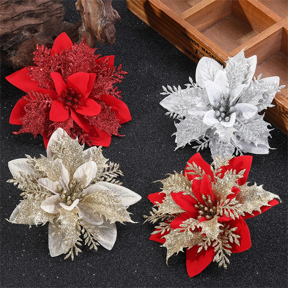Glitter Christmas Flower Tree Ornaments