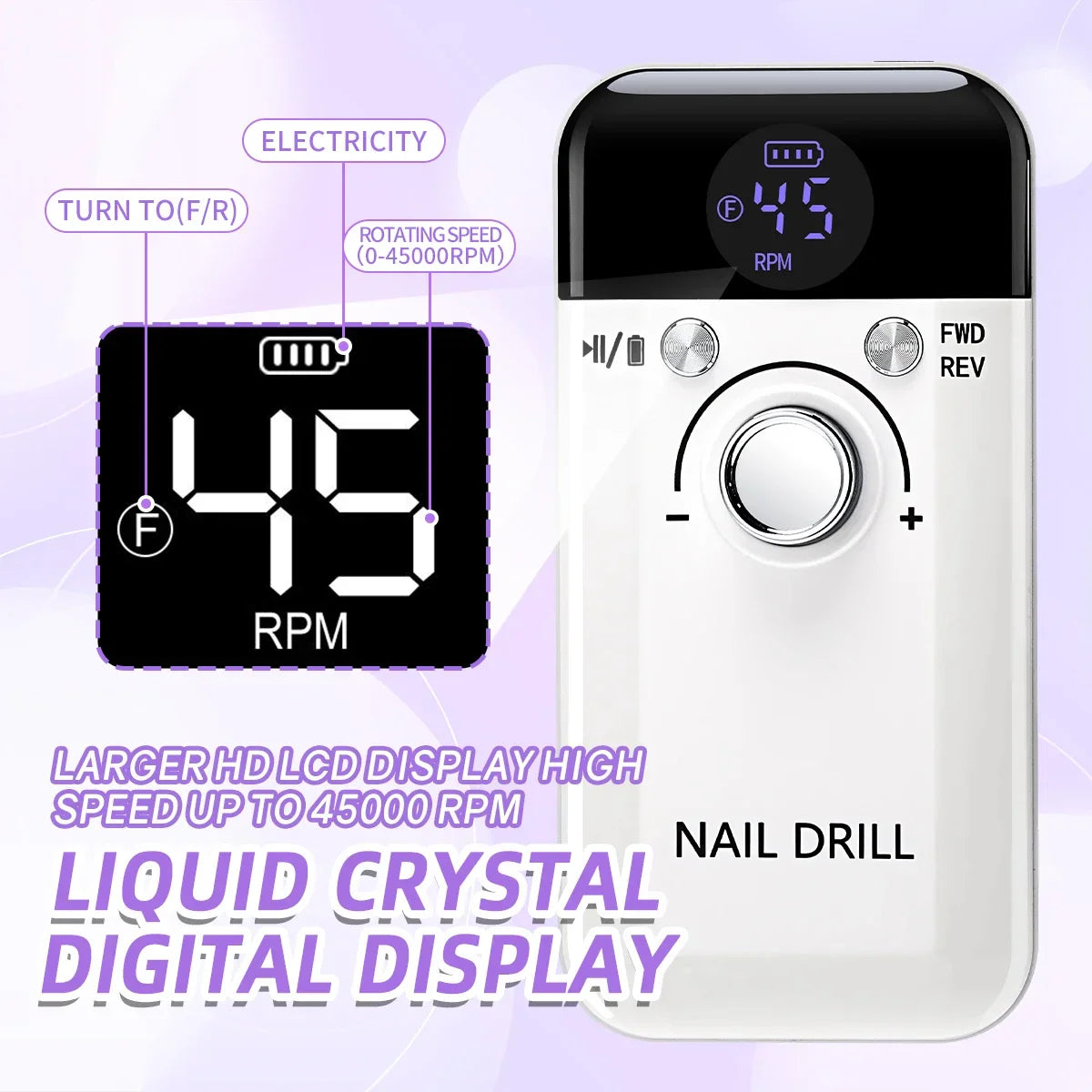 Professional 45000RPM Portable Nail Drill