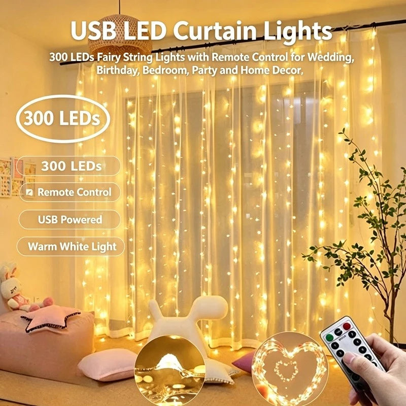 USB LED Curtain Fairy Lights