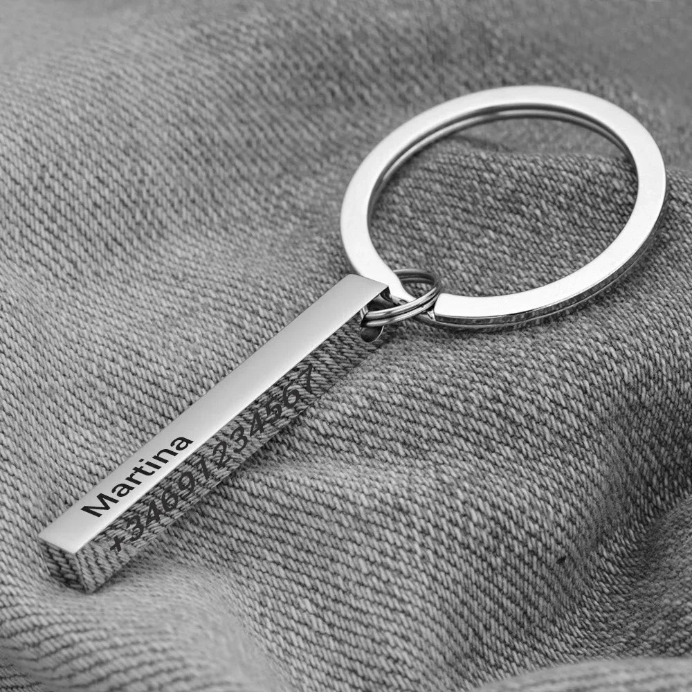 Personalized Stainless Steel Bar Keychain