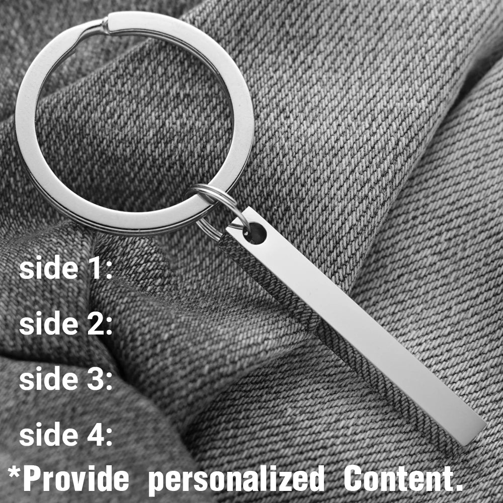 Personalized Stainless Steel Bar Keychain