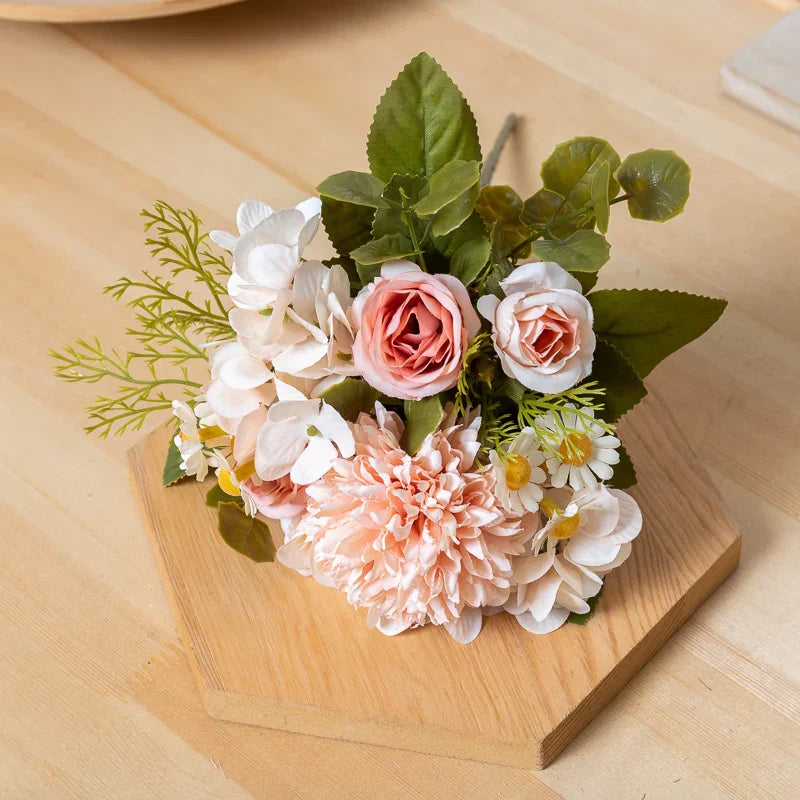 Silk Dandelion Daisy Rose Bouquet