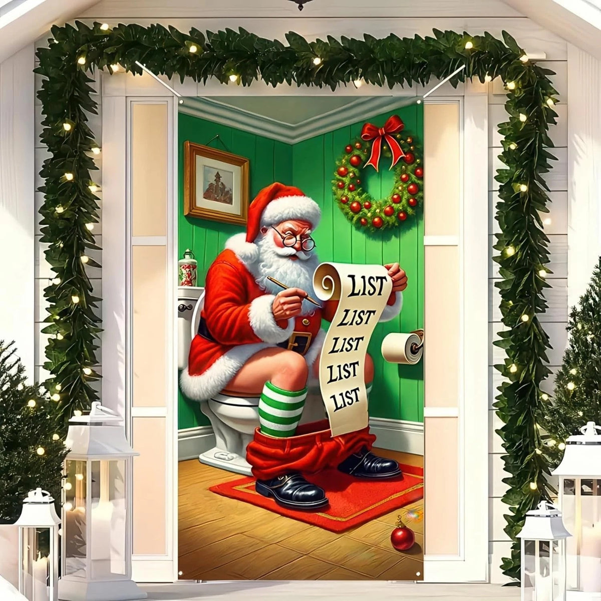Christmas Santa Restroom Door Cover