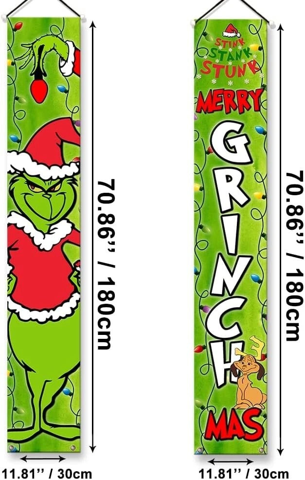 Grinch Christmas Porch Door Decorations