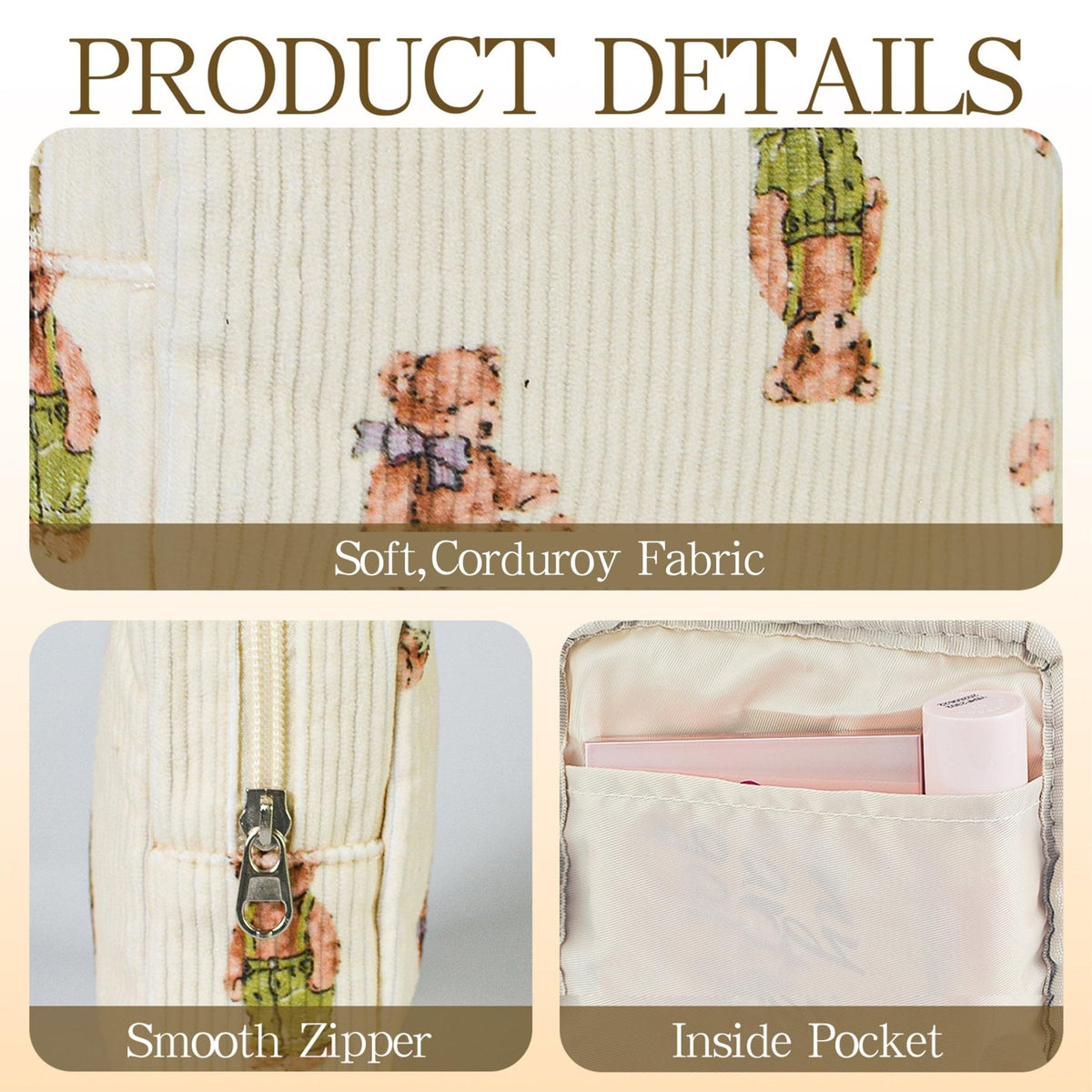 AMZMA Small Pouches for Purse Cute Mini Cosmetic Bag with Zipper Aesthetic Corduroy Makeup Bags Toiletry Bag