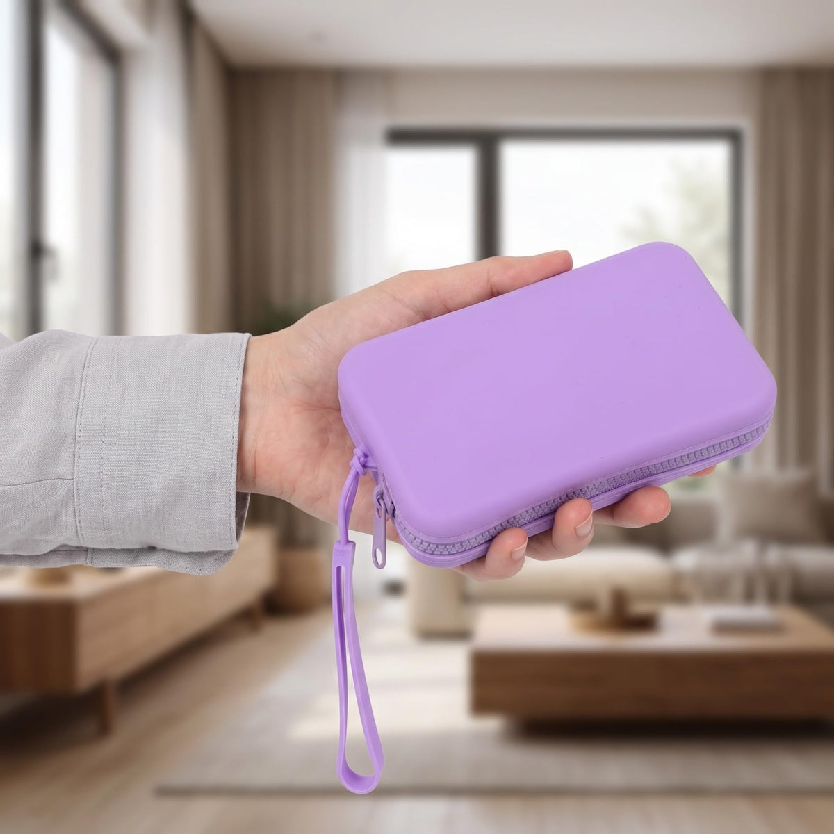 ARTIBETTER Silicone Makeup Bag Zippered Small Portable Waterproof Cosmetic Pouch Travel Organizer Purple Storage Case for Toiletries and Accessories
