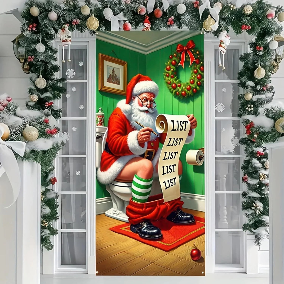 Christmas Santa Restroom Door Cover