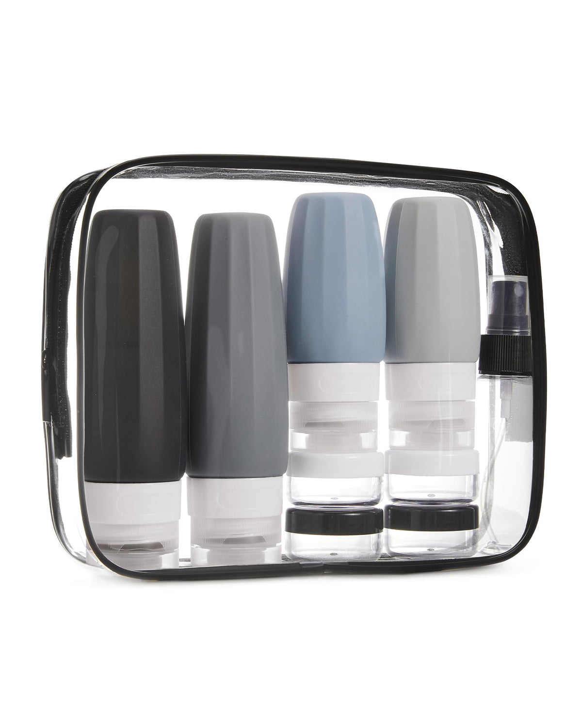 BAGSMART 18 Pack TSA Approved Travel Bottles for Toiletries, Leak Proof Silicone Travel Size Containers Bottles for Shampoo, Grey