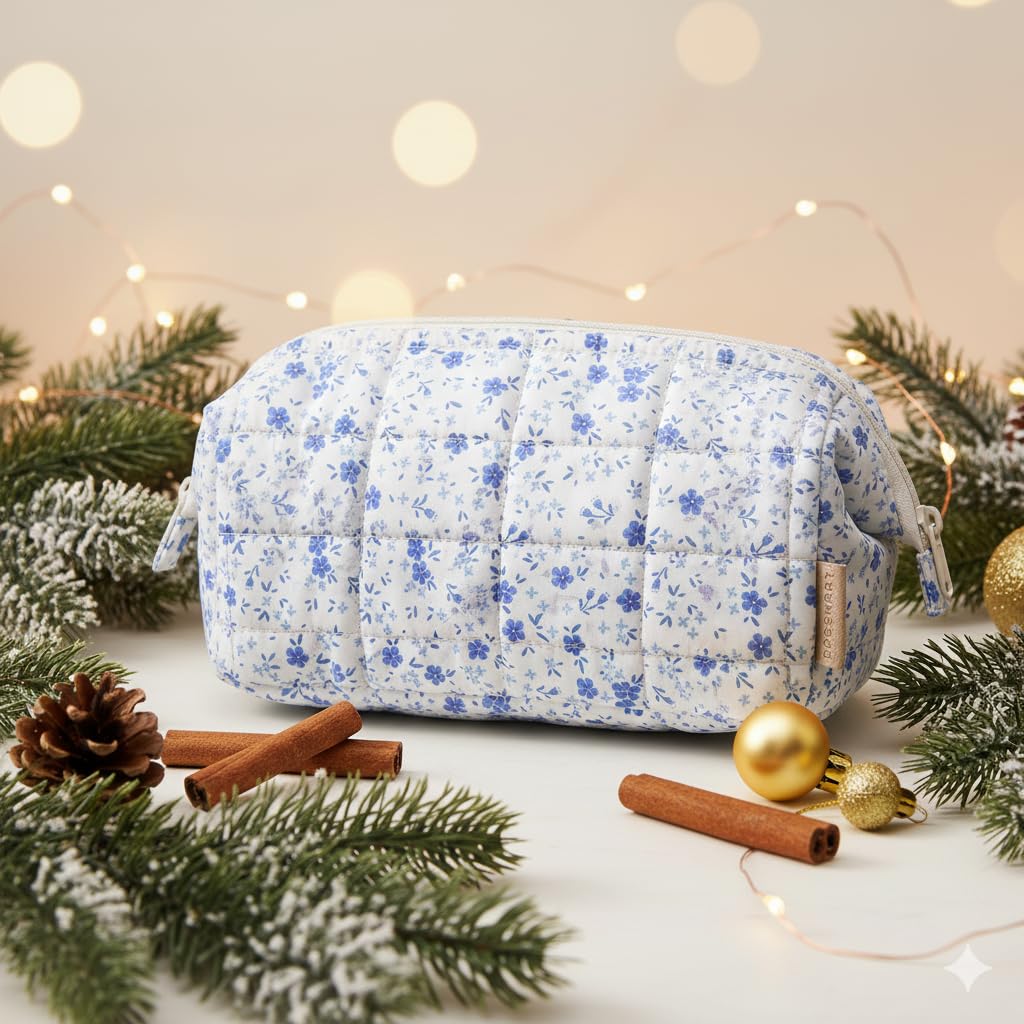 BAGSMART Makeup Bag Travel Toiletry Bag, Wide-open Zipper Pouch, Floral