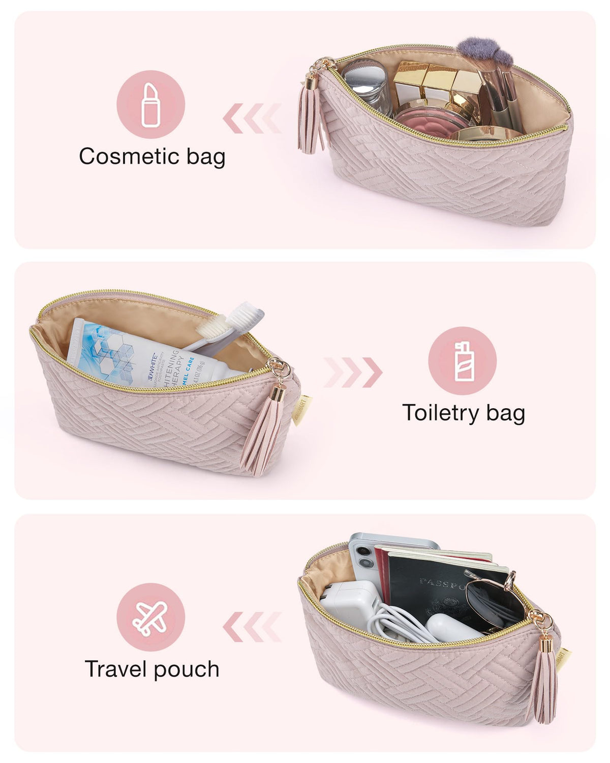 BAGSMART Small Makeup Bag for Women, Zipper Cosmetic Pouch for Purse