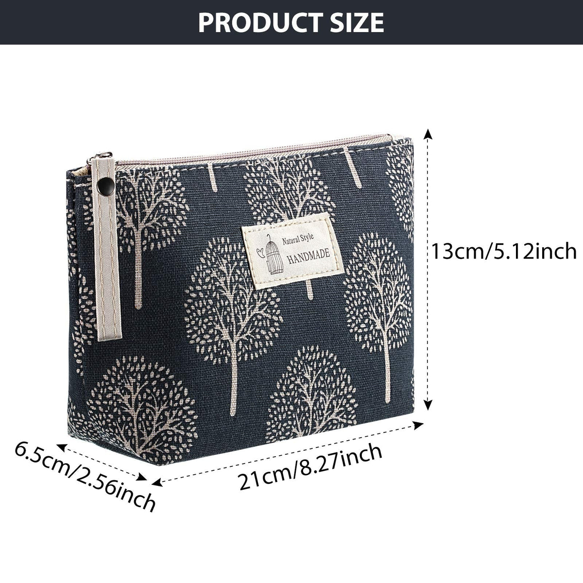 Boao 4 Pcs Small Cosmetic Bags for Purse,Small,Arrow, Plaid, Tree, Leave