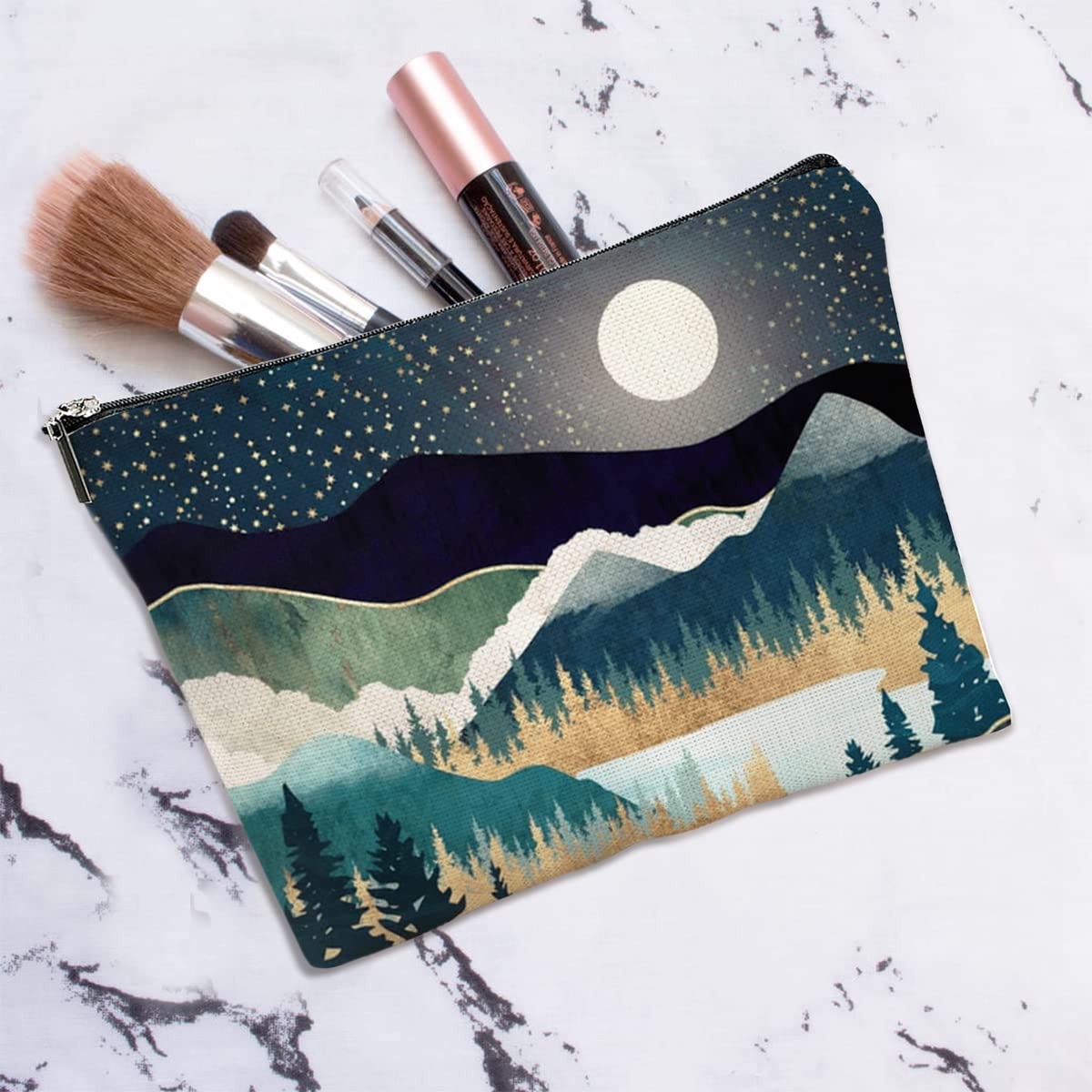 Braytow Forest Makeup Bag Travel Portable Cosmetic Pouch Waterproof Toiletry Organizer Storage Bag Zipper Pouch For Women