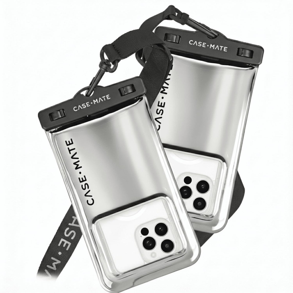 Case-Mate 2 Pack IP68 Waterproof Phone Pouch - Silver Chrome