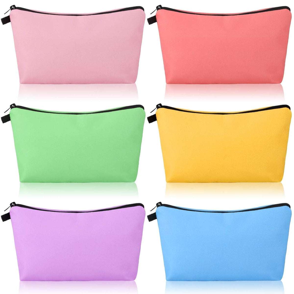 Chuangdi 6 Pieces Makeup Bag Toiletry Pouch Waterproof Cosmetic Bag with Zipper Travel Packing Pouch 8.7 x 5.3 Inch Small Cosmetic Organizer Accessory for Women and Men(Bright Style)