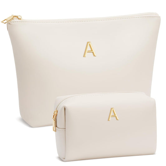CLOUDWINGS Gifts for Women Girls Personalized Initial Travel Makeup Bag