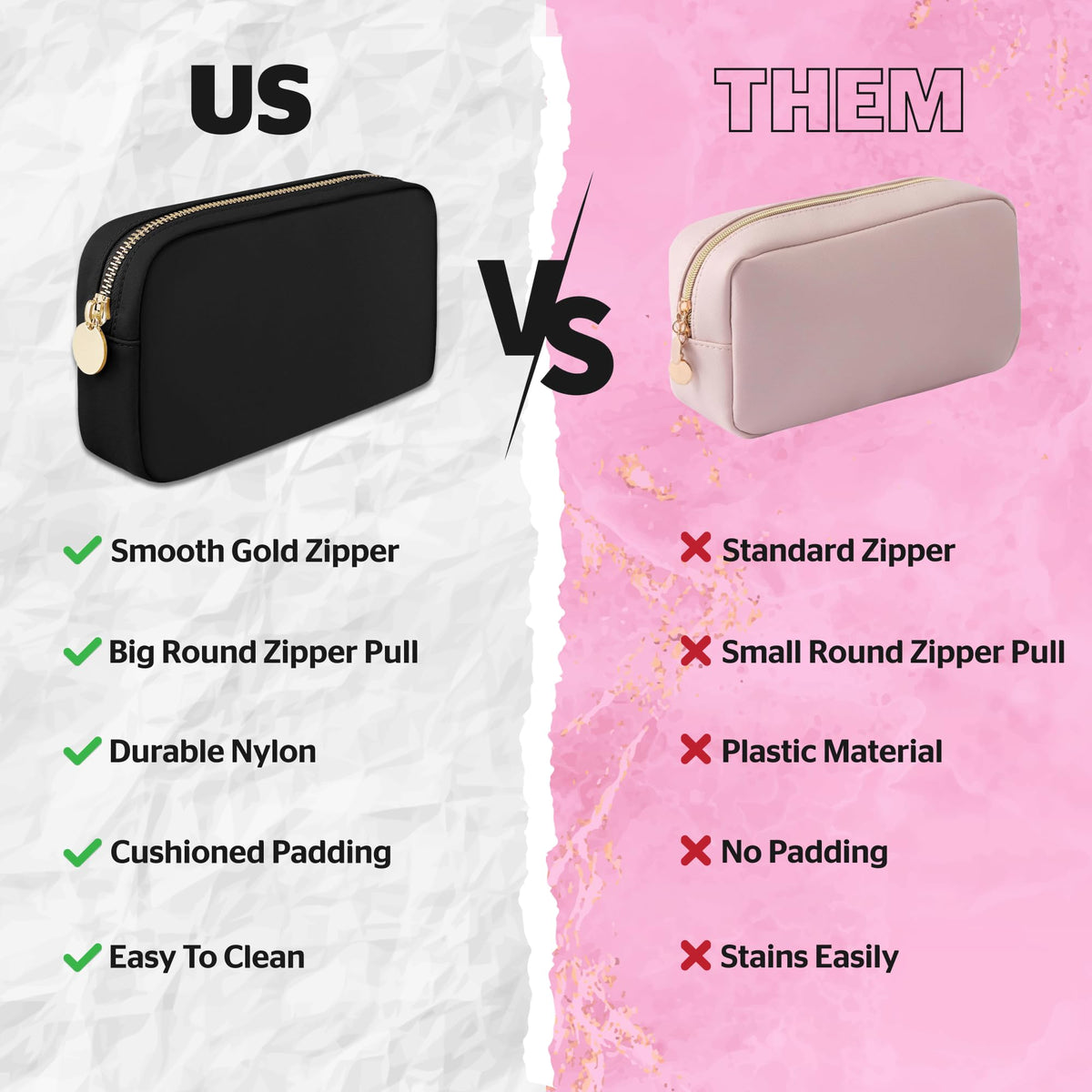 DANCOUR Small Makeup Bag For Purse - Makeup Bag Small Cosmetic Bag For Purse - Mini Pouch Travel Makeup Bag Zipper Pouches Makeup Pouch Mini Organizer For Women and Girls (Black)
