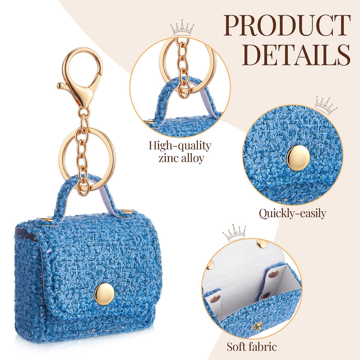 Eccliy 8 Pcs Mini Backpack Keychain Tiny Coin Purse Keychain Cute Lipstick Cosmetic Bag Gifts for Women Card Holder Pouch(Polka Dot)