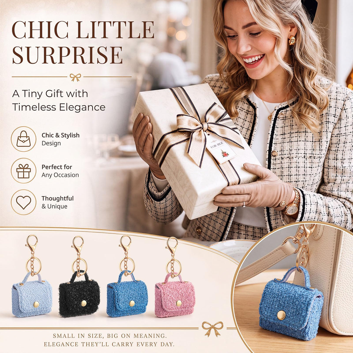 Eccliy 8 Pcs Mini Backpack Keychain Tiny Coin Purse Keychain Cute Lipstick Cosmetic Bag Gifts for Women Card Holder Pouch(Polka Dot)