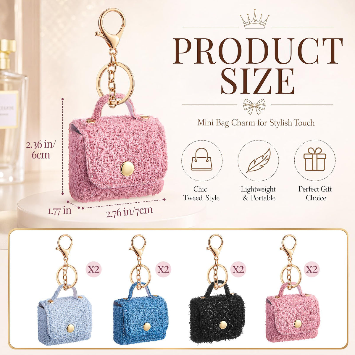 Eccliy 8 Pcs Mini Backpack Keychain Tiny Coin Purse Keychain Cute Lipstick Cosmetic Bag Gifts for Women Card Holder Pouch(Polka Dot)
