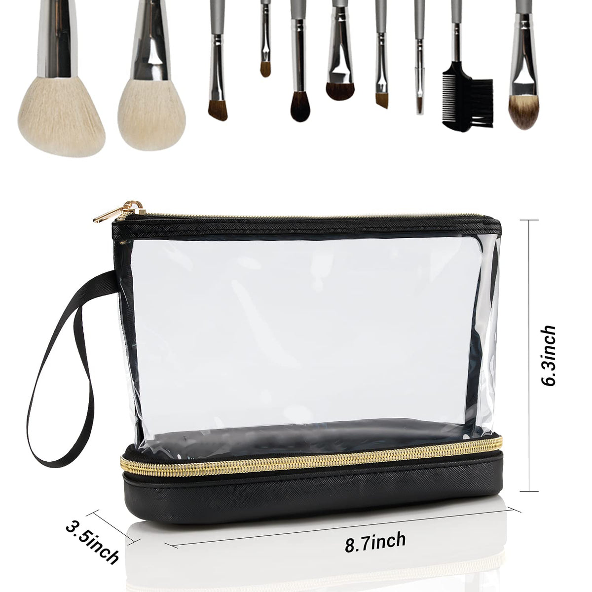 Ethereal Travel Makeup Bag, Clear Cosmetic Bag Make Up Organizer TSA Approved Toiletry Bag, Waterproof Pouch for Women Purse for Toiletries Accessories Brushes