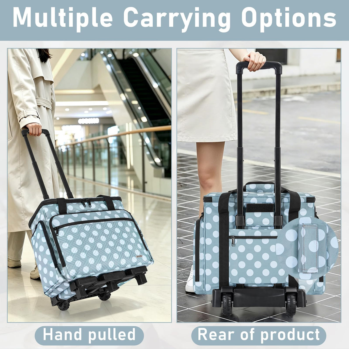Extra Large Rolling Makeup Bag with 4 Removable Pouches and 1 Brush Holder